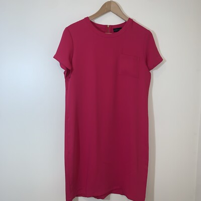 adrienne vittadini pink dress Adrienne Vittadini Dress Womens 6 Pink Sheath Short Sleeve Polyester Gold  Zipper