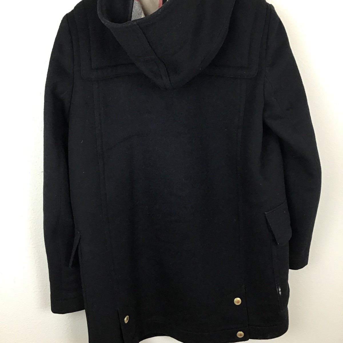 Burberry Brit Finsdale Coat 8 Black Wool Duffle Toggle