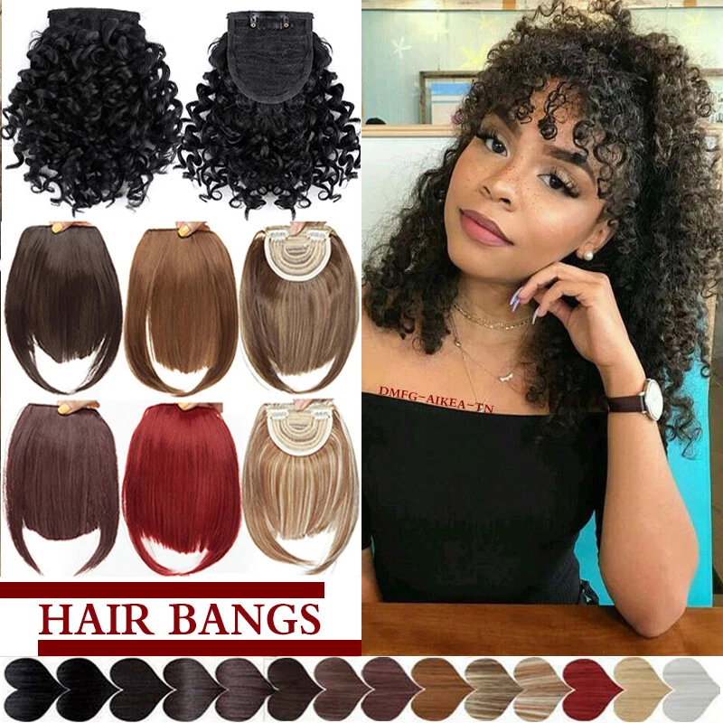 US One Piece Kinky Curly Hair Bang Clip In Hair Extension Fringe Bangs for  Human