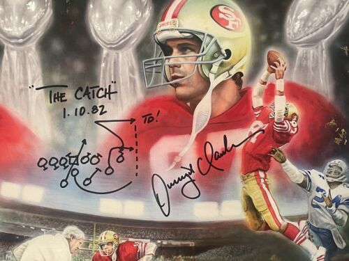 Joe Montana/Dwight Clark “ The Catch”Lithograph 23/49 Autograph JSA And WOS COA - Picture 3 of 14