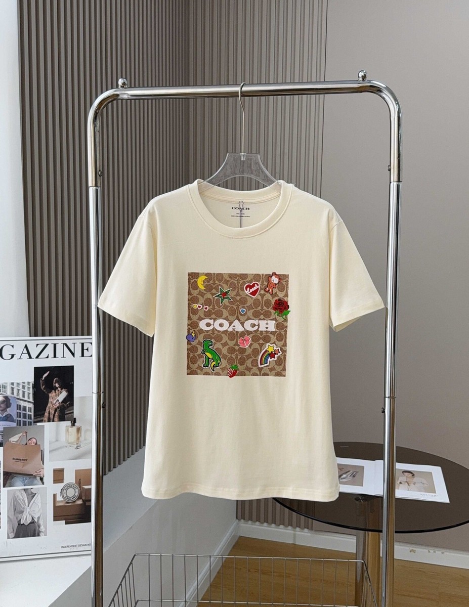 COACH / Tシャツ/S/コットン/BEG/総柄/胸ロゴ NWT COACH Women's Signature beige T-shirt COTTON | eBay