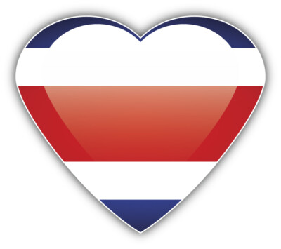 Costa Rica Glossy Heart Flag Car Bumper Sticker Decal -  ''SIZES''