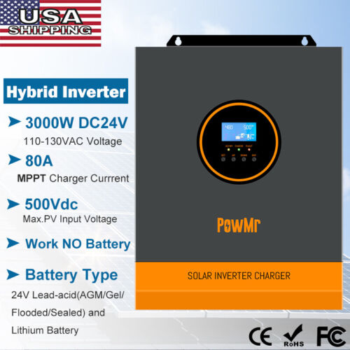PowMr 5000W Solar Inverter Off Grid Pure Sine Wave AC110V IN 80A MPPT Controller - Picture 2 of 41