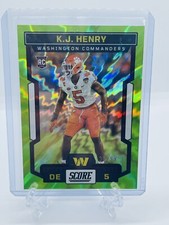 2023 Score Football K. J. Henry Green Electric RC /99 Washington Commanders