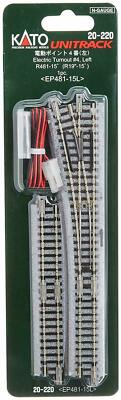 N Scale Kato Unitrack 20-220 Electric Remote Turnout #4 Left R481-15 Degree