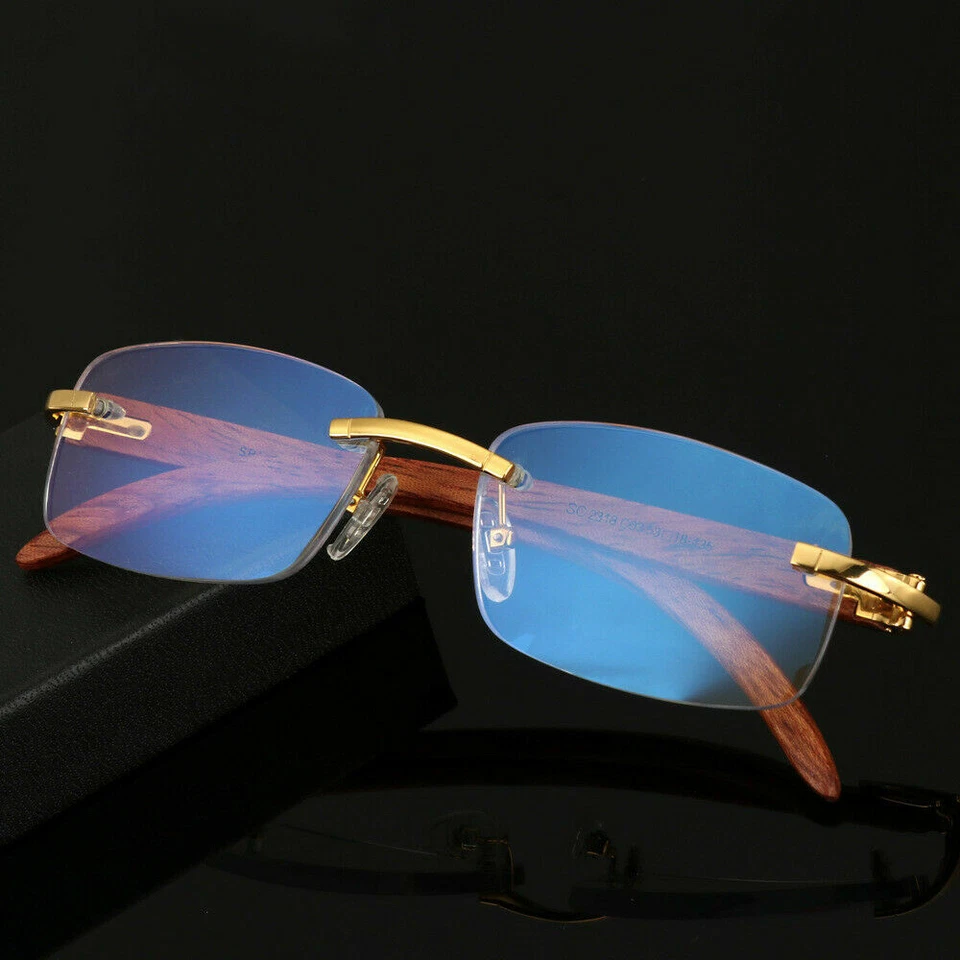 Armação de óculos de madeira masculina sem aro armação de óculos madeira dourada 2019 nova - Imagem 4 de 4