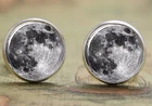 925 Silver Plated Full Moon Cufflinks Space Cuff links Tie clip UK SELLER CFLNK