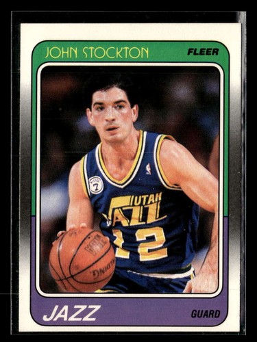 1988-89 Fleer John Stockton #115 Rookie Utah Jazz EX-MT/NM Y6668
