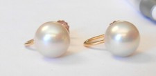 Large 8mm Cultured Pearl 14K Yellow Gold Screw Back Earrings