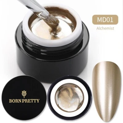 BORN PRETTY Gold Metallic Gel Nail Polish Sparkling Mirror Painting Gel MD - 01