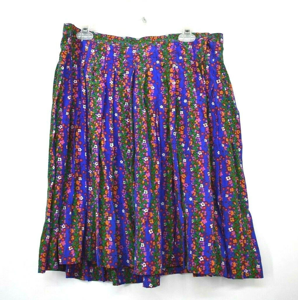 YSL Saint Laurent Womens Multicolor Floral Skirt Pleated