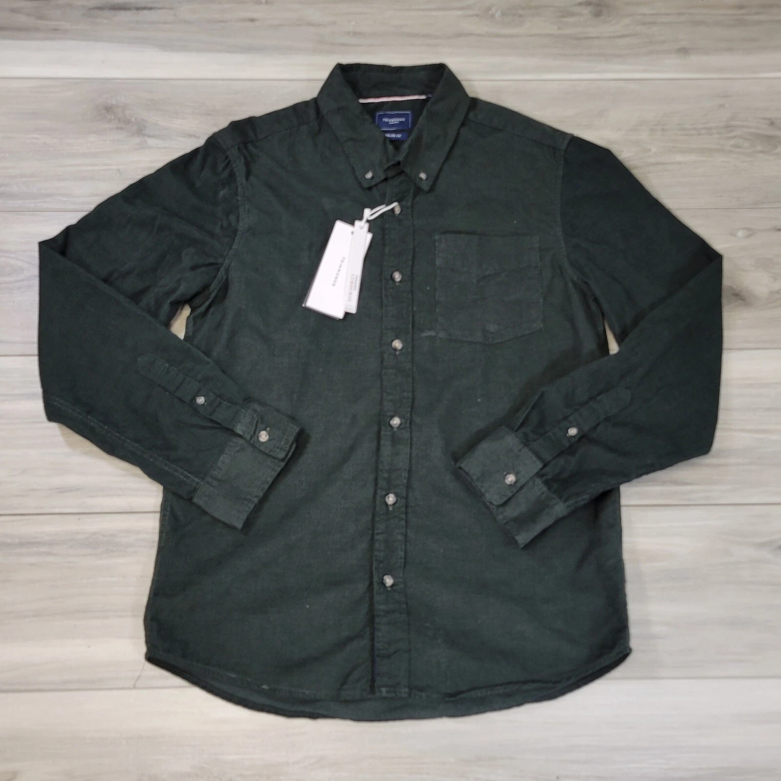 7 Diamonds Shirt Men's 2XL Emerald The Darklands Peached Corduroy Regular Fit Ne