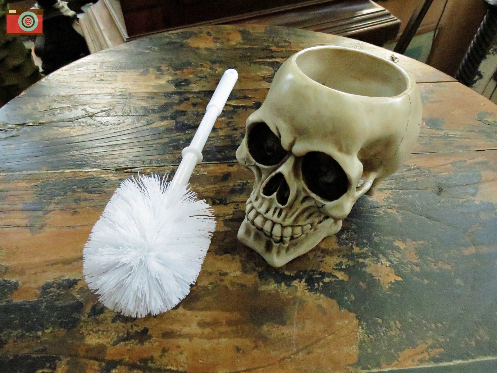 SKULL TOILET BRUSH & HOLDER. BRUSH WITH DEATH, Gothic, Bathroom Decor ...