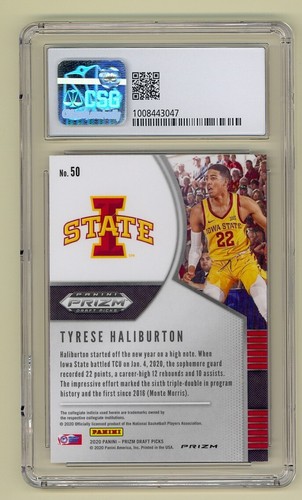 Tyrese Haliburton 2020 Donruss Panini Hoops Prizm Draft Silver Indiana Pacers - Picture 7 of 19