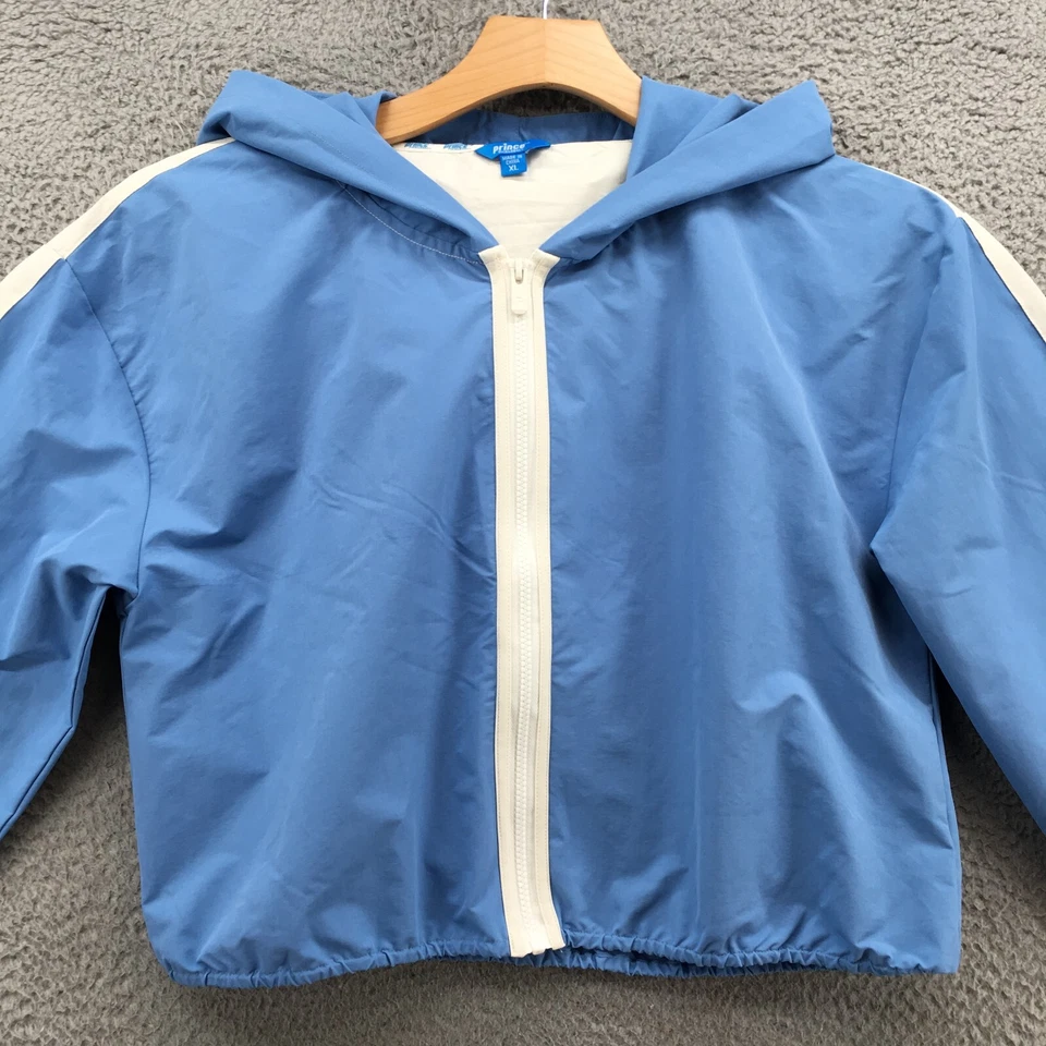 Prince Pickle Ball Cropped Hoodie Jacket Womens XL Blue Zip Up Crew Neck Casual - Image 2 of 4