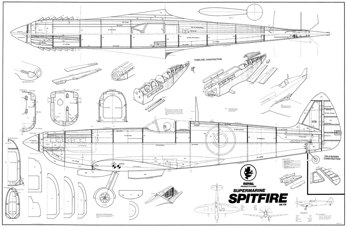 Plans Supermarine Spitfire IX – Archives Usine RAF Années 1940 – Téléchargement DVD