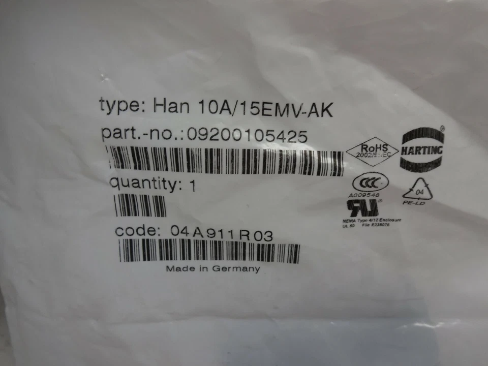 Металлическая защитная пластина Harting 09200105425 HAN 10A/15EMV-AK 09-20-010-5425 - Изображение 2 из 4