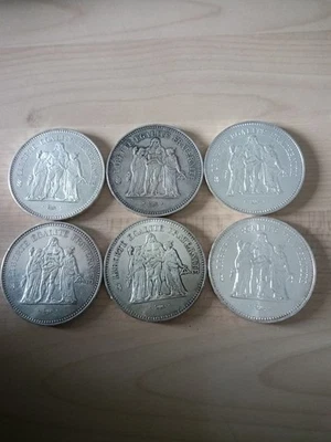 Lot de 6 pièces argent 50 Francs Hercule - Photo 1/2