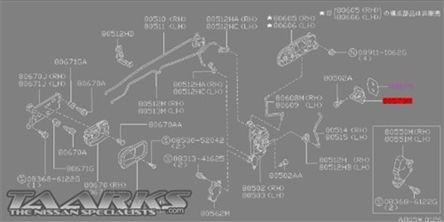 Placa de bloqueo de puerta original Nissan S14 N14 N15 R32 Y61 Silvia Pulsar Patrol - Imagen 2 de 2