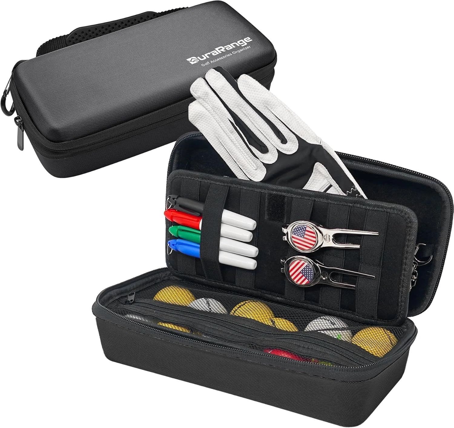 Golf Glove Holder Case with Glove Shaper - Portable Golf Accessories Organizer f