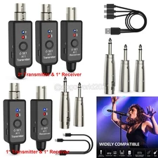 Wireless XLR Adapter System Dual Transmitter & Receiver for Mic Guitar Mixer US