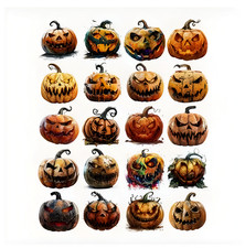 20pcs Creepy Pumpkins Stickers Lot Halloween Jack 'O Lanterns Journals Scrapbook