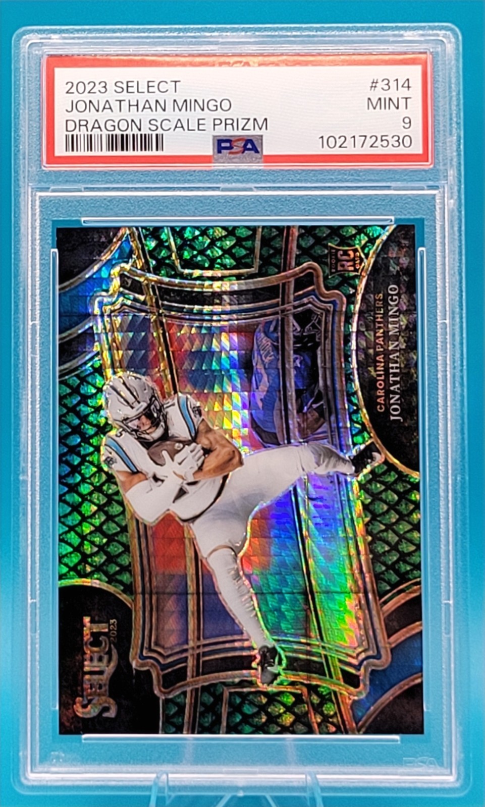 2023 Panini Select Field Level Jonathan Mingo Dragon Scale Prizm /70 (RC) PSA 9