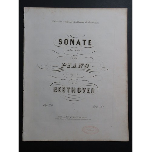 BEETHOVEN Sonate en Sol Majeur op 79 Piano ca1850 - Foto 2 di 4