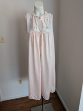 Vintage Cottage Core Nightown M Pastel Pink Flowers Prairie Shift Coquette Lace