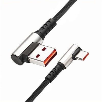 Right Angle USB C To A Cable 90 Degree 66W PD Power NylonBraided 6.6Ft 2m