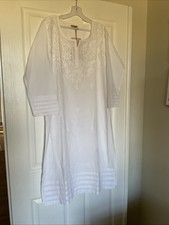 Ada Hand Embroidered Chikankari Straight Cotton Kurti Kurta Tunic Women s XL