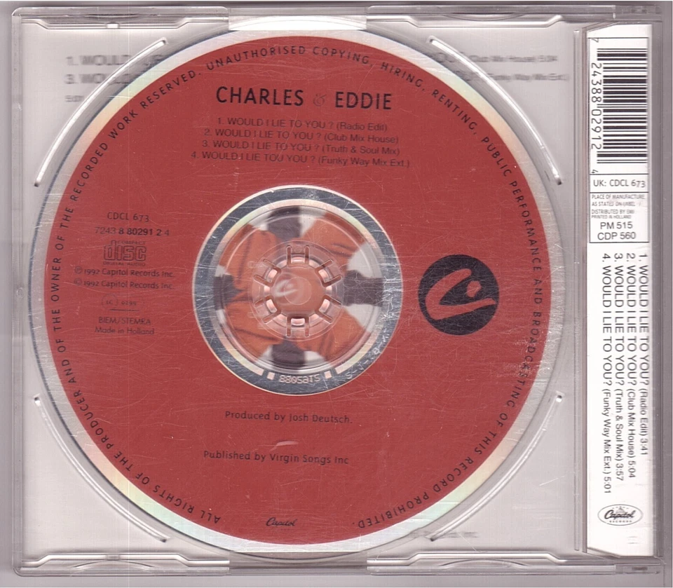 Charles & Eddie - Would I Lie To You? (Maxi-CD 1992) - Bild 2 von 2