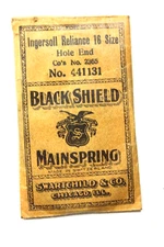 INGERSOLL RELIANCE 16 Size No. 441131 Black Shield Main Spring Swartchild & Co.