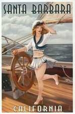 Santa Barbara California, Sailor Pinup, Nautical, Ship etc. CA - Modern Postcard