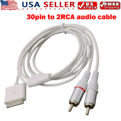 For iPod 30pin Dock Connector to 2RCA Audio cable 1.5meter 5ft NEW