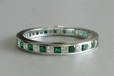 2ct Lab-Created Green Emerald Wedding Band Ring Channel Set White Gold Plated