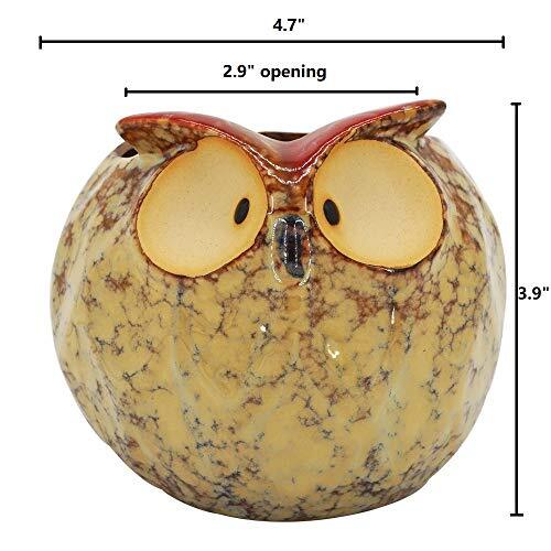 Owl Planter Ceramic Succulent Plant Pot Fun Animal Flower Container - Picture 7 of 8
