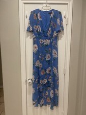 Jessica Howard Women’s Maxi Dress Sz 6 Blue Floral Boho Feminine Whimsical Flowy