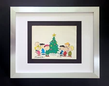 CHARLES SCHULZ + Signed Christmas 1968 Peanuts SNOOPY Cartoon + New  Frame!