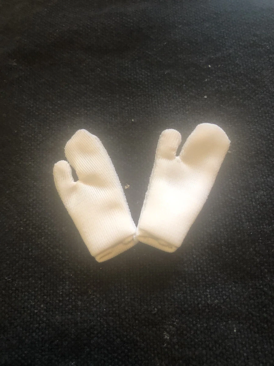 Short White Nylon Gloves Pair Barbie Doll Stretch FabrIC. Nice