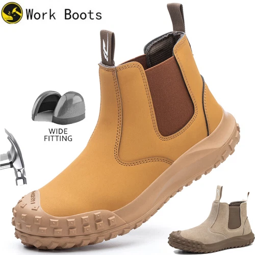 Safety Work Steel Toe BootsMen Cow Suede Welding Shoes Slip-on Lightweight - Picture 18 of 36