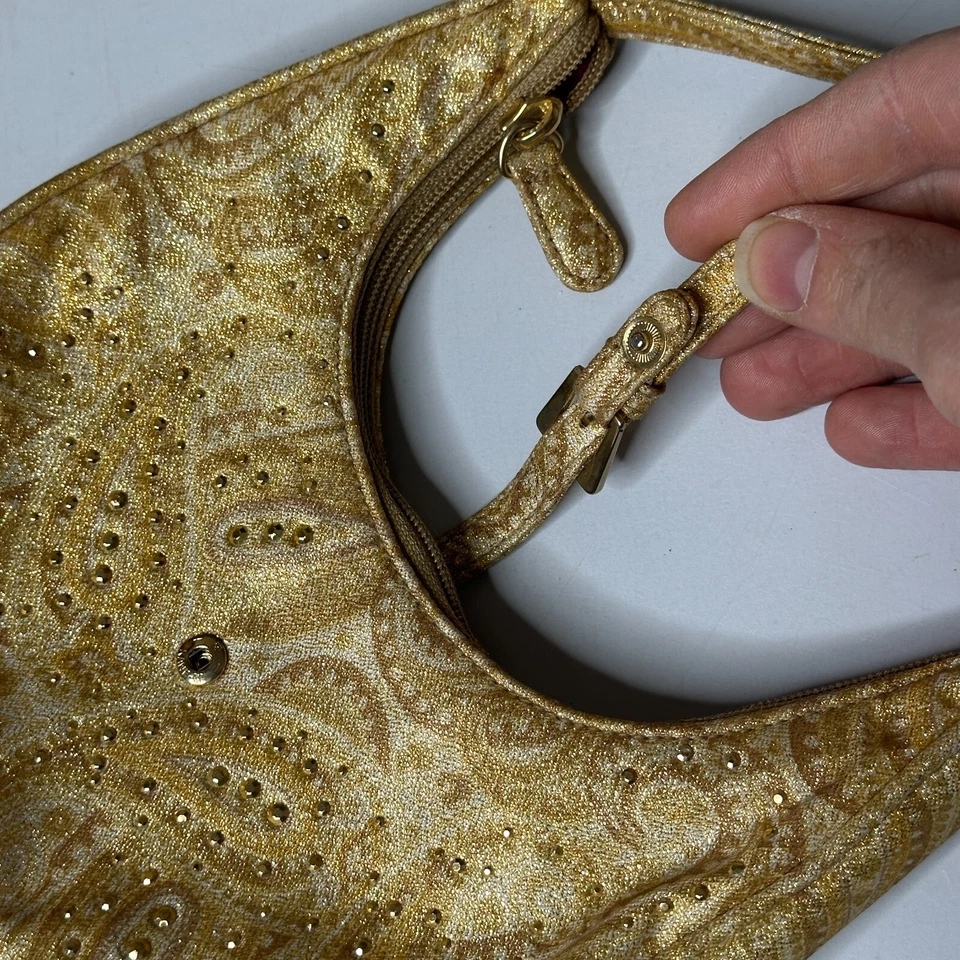 De colección Y2K Liz Claiborne Hobo Cartera Dorado Paisley Adornado Bolso de Hombro Hada Foto 4 de 4