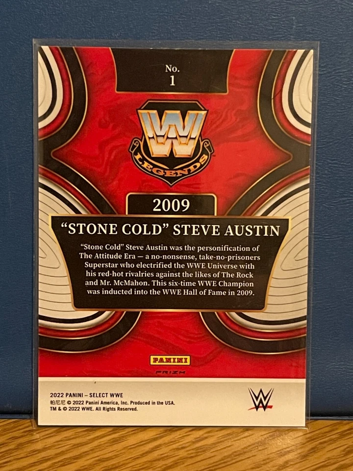 Steve Austin 2022 Panini Select WWE Hall Of Fame Insert Flash Prizm Parallel #1 - Image 2 of 2