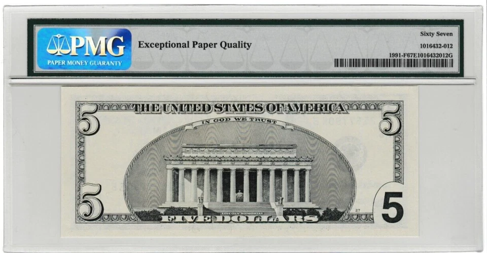$5 FIVE DOLLAR Federal Reserve Note Serial Numbers FF 21577905 B ATLANTA PMG 67 - Image 3 of 3