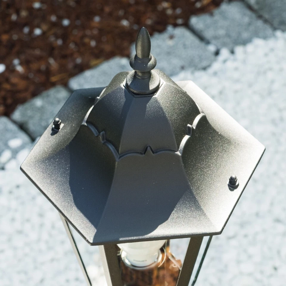 Stehlampe Wege Lampe Glas Garten Aluminium Aussen Steh Leuchte Laterne Terrasse - Bild 4 von 4