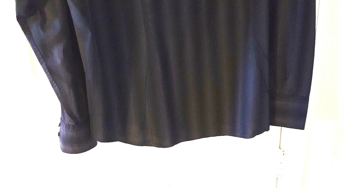 Versace collezione Camicia Uomo L slv Abito 19 47 Nero Grigio Riga 100% Cotone