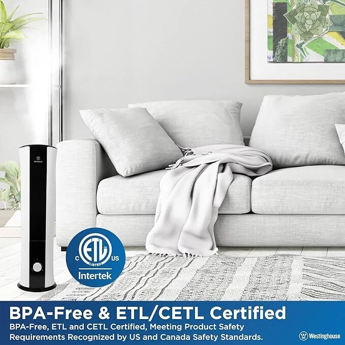 Humidificador de aire de torre ultrasónico Cool Mist de 28 pulgadas Westinghouse, relleno superior de 6 L Foto 2 de 4