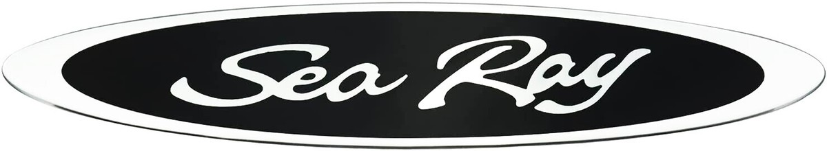 New Sea Ray Graphics Sea Ray Chrome Black Oval Side Hull Emblem – 13x2-3/4x1/4, Made In USA Boat Emblem - Foto 7