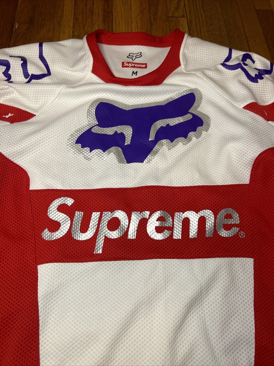Supreme Fox Racing Moto Jersey Multi color 2018SS White Red Supreme Fox Racing Moto Jersey Multi color 2018SS White Red