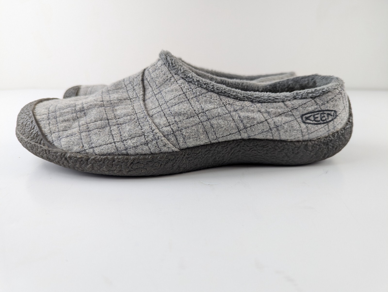 Mocassino Keen Howser avvolgente slide on scarpa donna US 10 5 grigio feltro tessuto a quadri